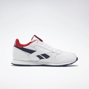 Adidasy Dziecięce Reebok Classic Leather Białe/Granatowe/Czerwone PL 58AEQFP